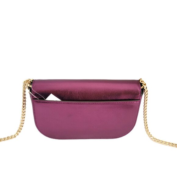 Kate Spade KI955 Krista Metallic Leather Flap Crossbody Handbag Dark Raspberry - Picture 4 of 6